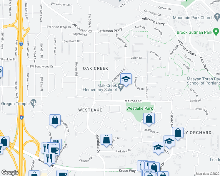 map of restaurants, bars, coffee shops, grocery stores, and more near 13721 Regency Court in Lake Oswego