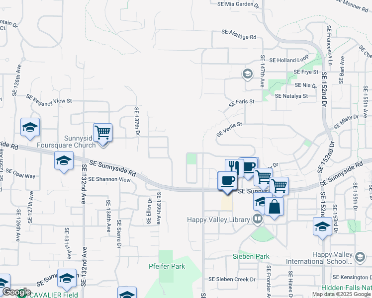 map of restaurants, bars, coffee shops, grocery stores, and more near 14170 Southeast Summerfield Loop in Happy Valley