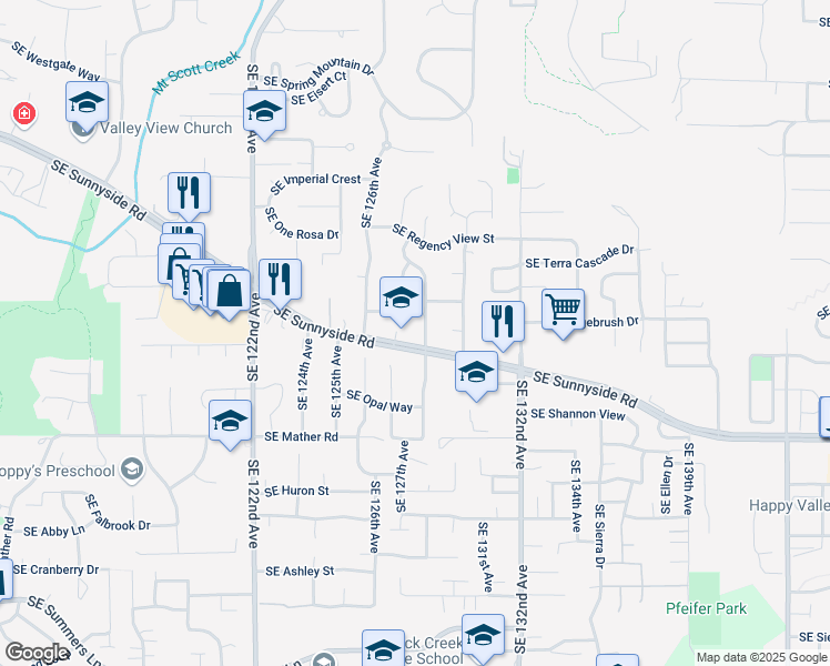 map of restaurants, bars, coffee shops, grocery stores, and more near in Happy Valley