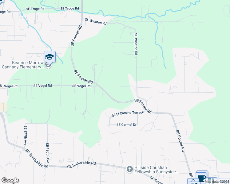 map of restaurants, bars, coffee shops, grocery stores, and more near 13025 Southeast Winston Road in Damascus
