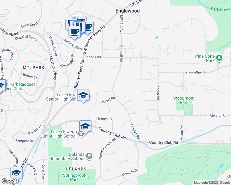 map of restaurants, bars, coffee shops, grocery stores, and more near 13601 Goodall Road in Lake Oswego