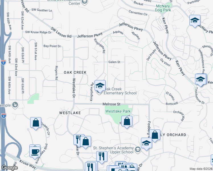 map of restaurants, bars, coffee shops, grocery stores, and more near 13529 Streamside Dr in Lake Oswego