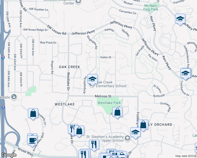 map of restaurants, bars, coffee shops, grocery stores, and more near 13529 Streamside Dr in Lake Oswego