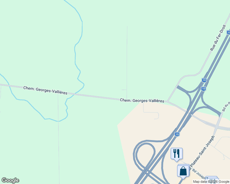 map of restaurants, bars, coffee shops, grocery stores, and more near 162 Chemin Georges-Vallières in Sherbrooke