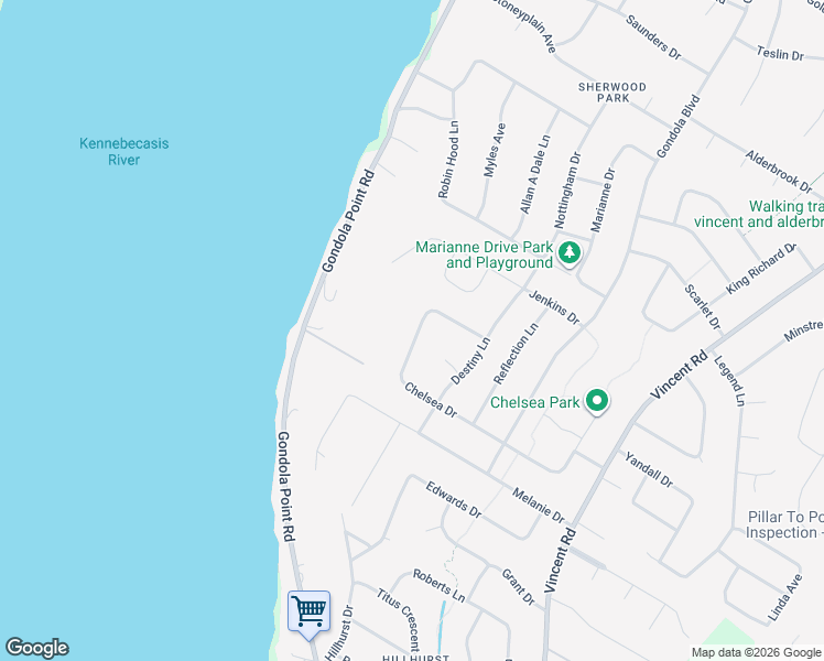 map of restaurants, bars, coffee shops, grocery stores, and more near 137 Chelsea Drive in Quispamsis