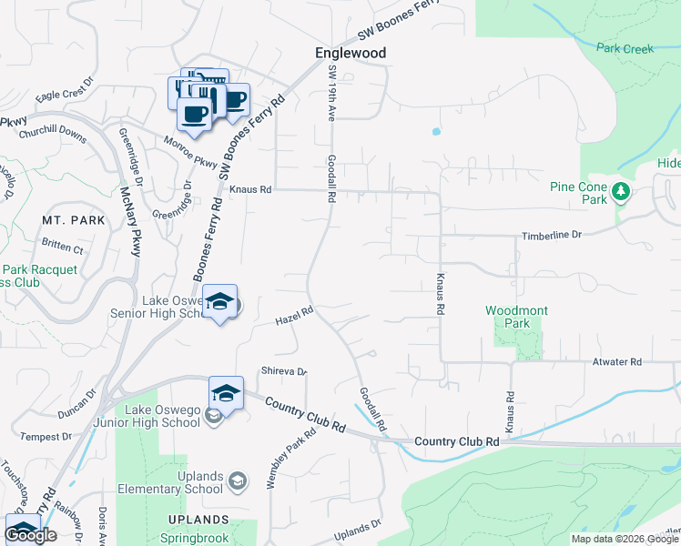 map of restaurants, bars, coffee shops, grocery stores, and more near 13348 Goodall Road in Lake Oswego