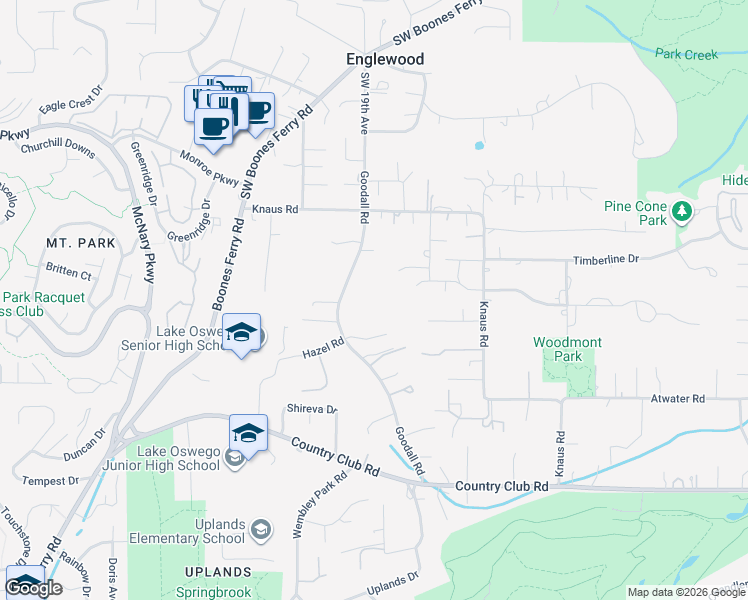 map of restaurants, bars, coffee shops, grocery stores, and more near 13348 Goodall Road in Lake Oswego