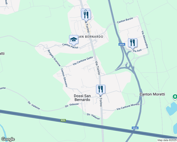 map of restaurants, bars, coffee shops, grocery stores, and more near 31 Cantone Bevolo in Ivrea