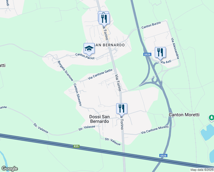 map of restaurants, bars, coffee shops, grocery stores, and more near 31 Cantone Bevolo in Ivrea