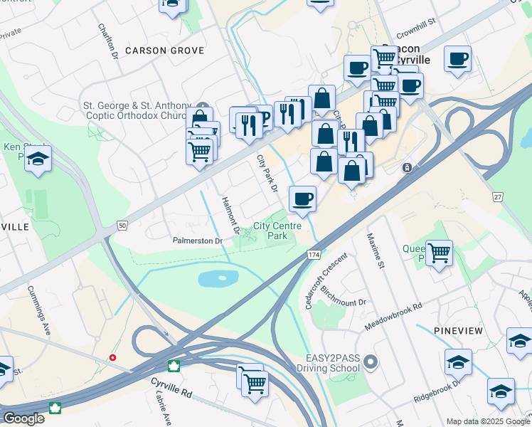 map of restaurants, bars, coffee shops, grocery stores, and more near 1738 Jobin Crescent in Ottawa