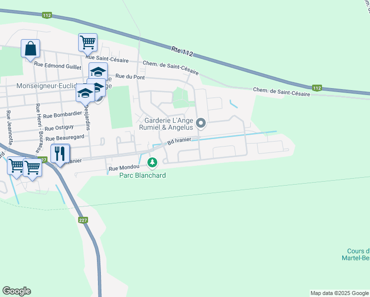 map of restaurants, bars, coffee shops, grocery stores, and more near 2557 Rue Ovila J B Goyette in Marieville