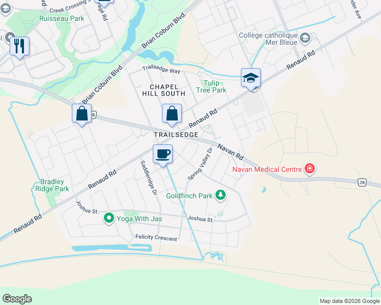 map of restaurants, bars, coffee shops, grocery stores, and more near in Ottawa