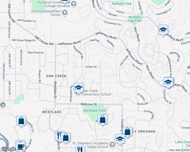 map of restaurants, bars, coffee shops, grocery stores, and more near 13391 Streamside Court in Lake Oswego