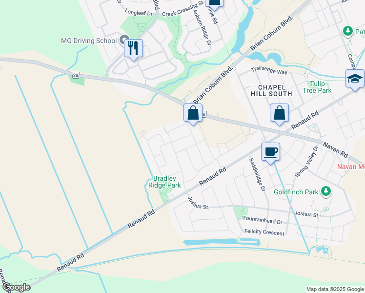 map of restaurants, bars, coffee shops, grocery stores, and more near 506 Leita Place in Ottawa