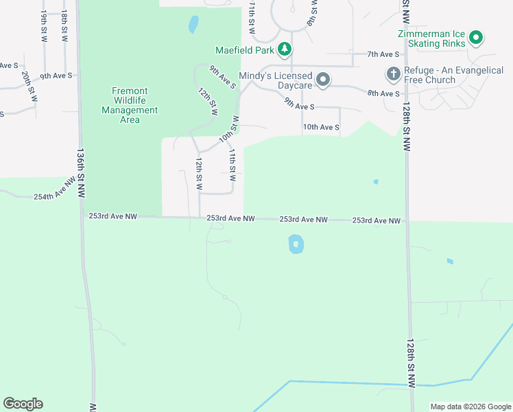 map of restaurants, bars, coffee shops, grocery stores, and more near 13330 253rd Avenue Northwest in Zimmerman