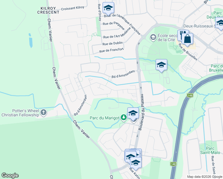 map of restaurants, bars, coffee shops, grocery stores, and more near Rue de Liverpool in Gatineau