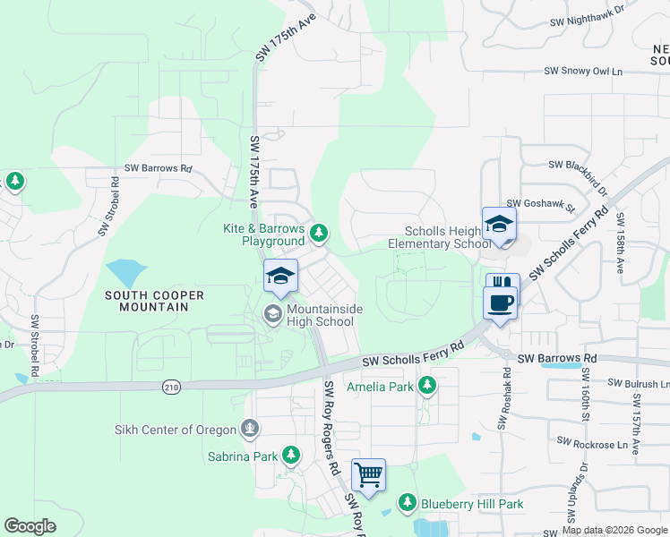 map of restaurants, bars, coffee shops, grocery stores, and more near 12400 Southwest 171st Terrace in Beaverton