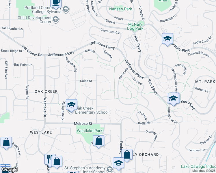 map of restaurants, bars, coffee shops, grocery stores, and more near 13413 Vermeer Drive in Lake Oswego