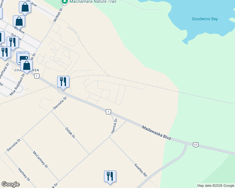 map of restaurants, bars, coffee shops, grocery stores, and more near 4 Yade Road in Arnprior