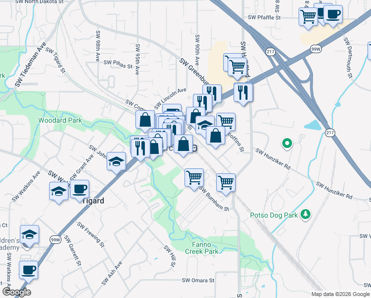 map of restaurants, bars, coffee shops, grocery stores, and more near in Portland