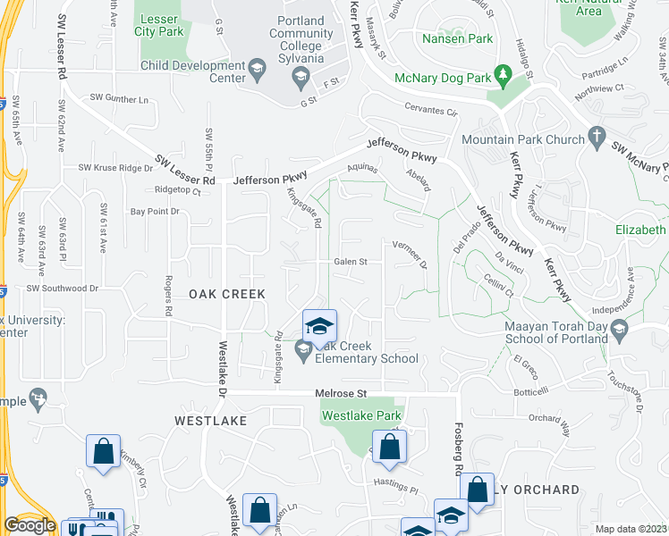 map of restaurants, bars, coffee shops, grocery stores, and more near 4978 Galen Street in Lake Oswego
