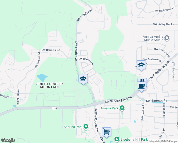 map of restaurants, bars, coffee shops, grocery stores, and more near in Beaverton