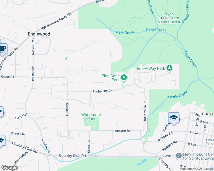 map of restaurants, bars, coffee shops, grocery stores, and more near 940 Hoodview Lane in Lake Oswego