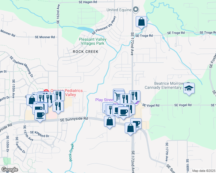 map of restaurants, bars, coffee shops, grocery stores, and more near 16898 Southeast Tristin Avenue in Happy Valley