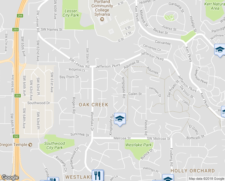 map of restaurants, bars, coffee shops, grocery stores, and more near 57 Galen Street in Lake Oswego