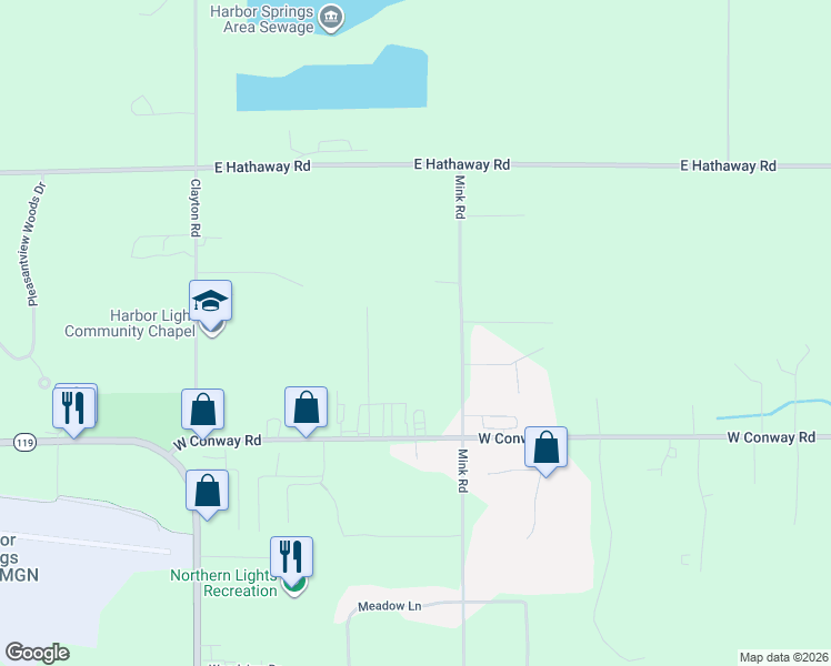 map of restaurants, bars, coffee shops, grocery stores, and more near 8278 Mink Road in Harbor Springs