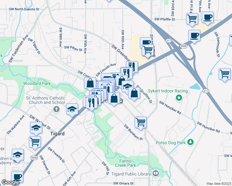 map of restaurants, bars, coffee shops, grocery stores, and more near in Portland