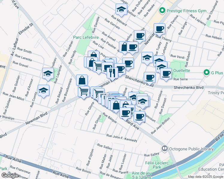 map of restaurants, bars, coffee shops, grocery stores, and more near in Montreal