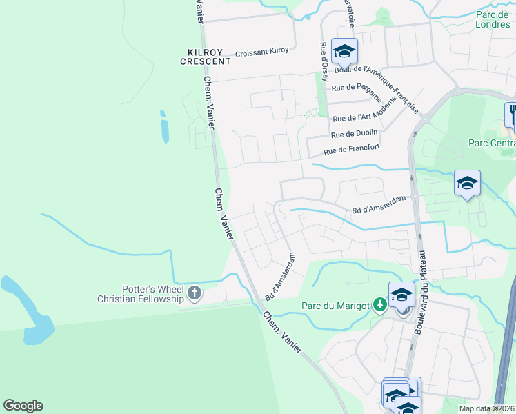 map of restaurants, bars, coffee shops, grocery stores, and more near 238 Rue d'Anvers in Gatineau