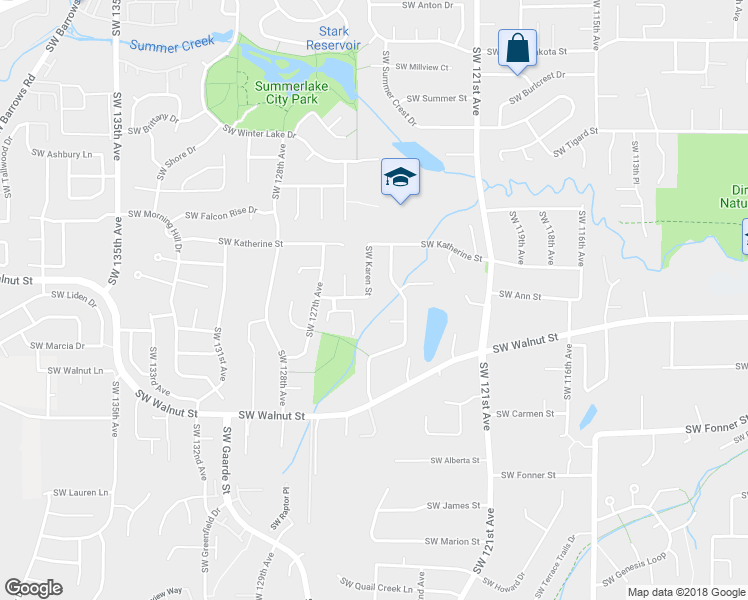 map of restaurants, bars, coffee shops, grocery stores, and more near 12504 Southwest Karen Street in Tigard