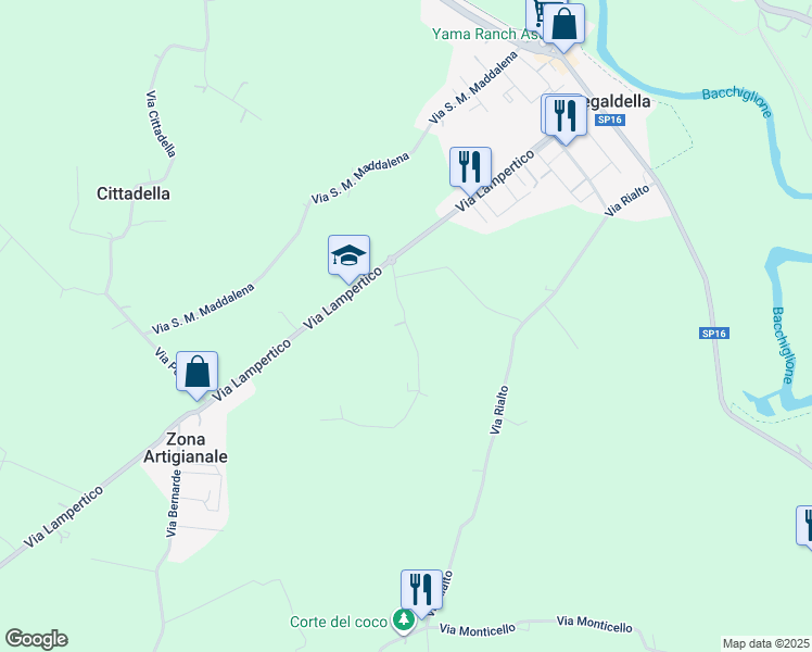 map of restaurants, bars, coffee shops, grocery stores, and more near 3 Via Madonnetta in Provincia di Vicenza