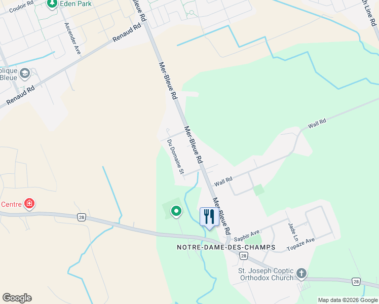 map of restaurants, bars, coffee shops, grocery stores, and more near 2541 Mer-Bleue Road in Ottawa