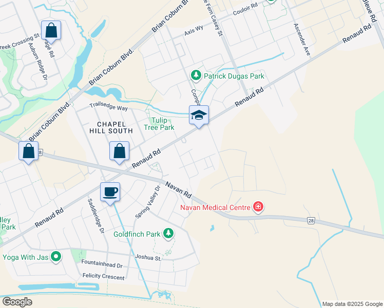 map of restaurants, bars, coffee shops, grocery stores, and more near 324 Galston Private in Ottawa