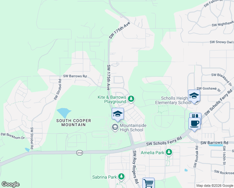 map of restaurants, bars, coffee shops, grocery stores, and more near 12302 Southwest 174th Terrace in Beaverton