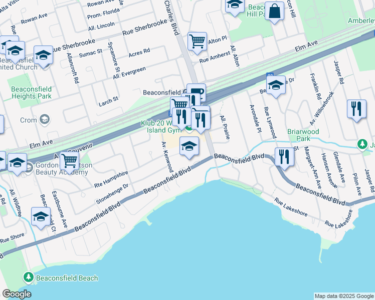 map of restaurants, bars, coffee shops, grocery stores, and more near 67 Portland Place in Beaconsfield