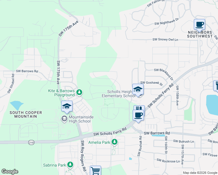 map of restaurants, bars, coffee shops, grocery stores, and more near 12281 Southwest Bittern Terrace in Beaverton