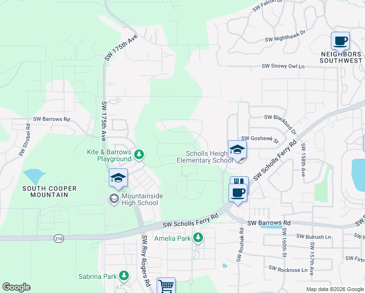 map of restaurants, bars, coffee shops, grocery stores, and more near 12263 Southwest Bittern Terrace in Beaverton