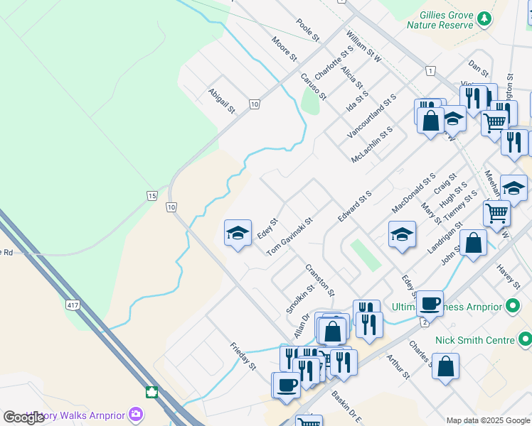 map of restaurants, bars, coffee shops, grocery stores, and more near in Arnprior
