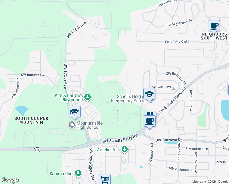 map of restaurants, bars, coffee shops, grocery stores, and more near 12263 Southwest Bittern Terrace in Beaverton