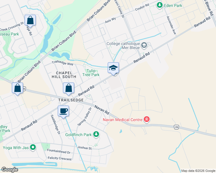 map of restaurants, bars, coffee shops, grocery stores, and more near 362 Galston Private in Ottawa