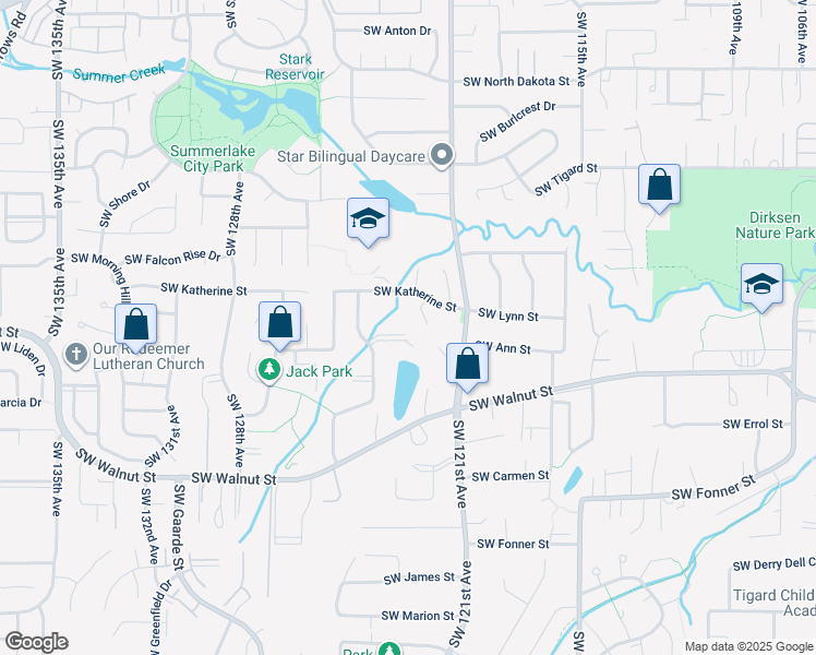 map of restaurants, bars, coffee shops, grocery stores, and more near 12245 Southwest Ann Court in Tigard