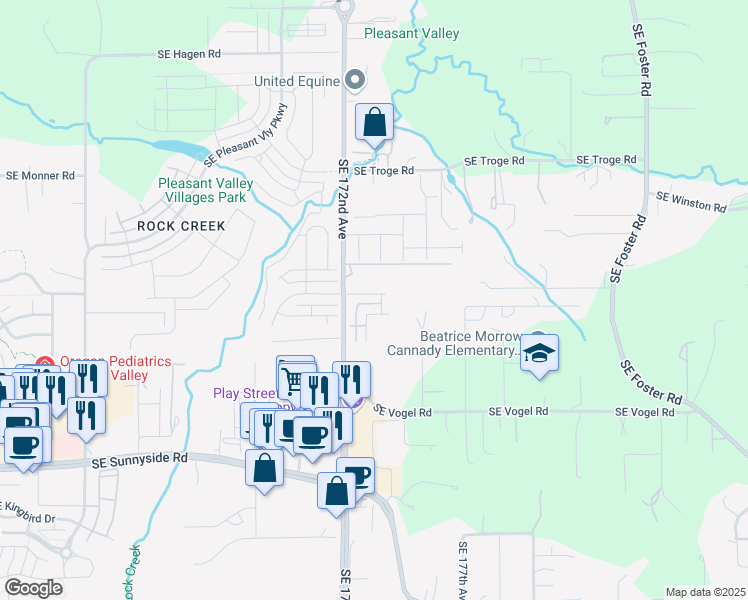 map of restaurants, bars, coffee shops, grocery stores, and more near 17832 Southeast Crossroads Avenue in Happy Valley