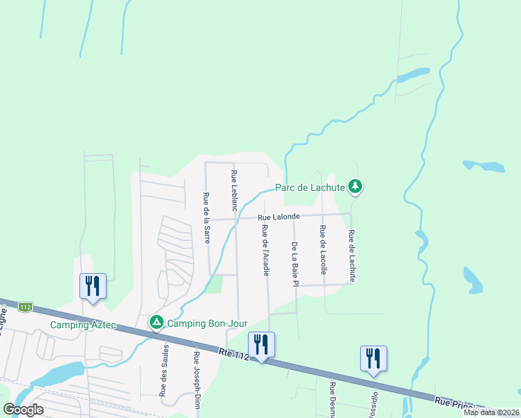 map of restaurants, bars, coffee shops, grocery stores, and more near 1566 Rue Lalonde in Granby