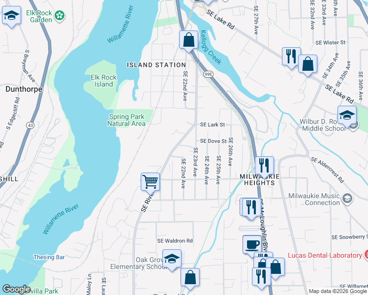 map of restaurants, bars, coffee shops, grocery stores, and more near in Clackamas County