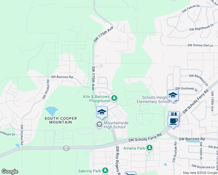 map of restaurants, bars, coffee shops, grocery stores, and more near 12250 Southwest Goose Lane in Beaverton
