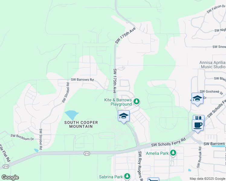 map of restaurants, bars, coffee shops, grocery stores, and more near 11801-12231 Southwest 175th Avenue in Beaverton